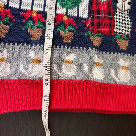 Vintage Christmas Sweater Women Small Ugly Xmas Party Carolers Cats Holiday 90s - Picture 11 of 12